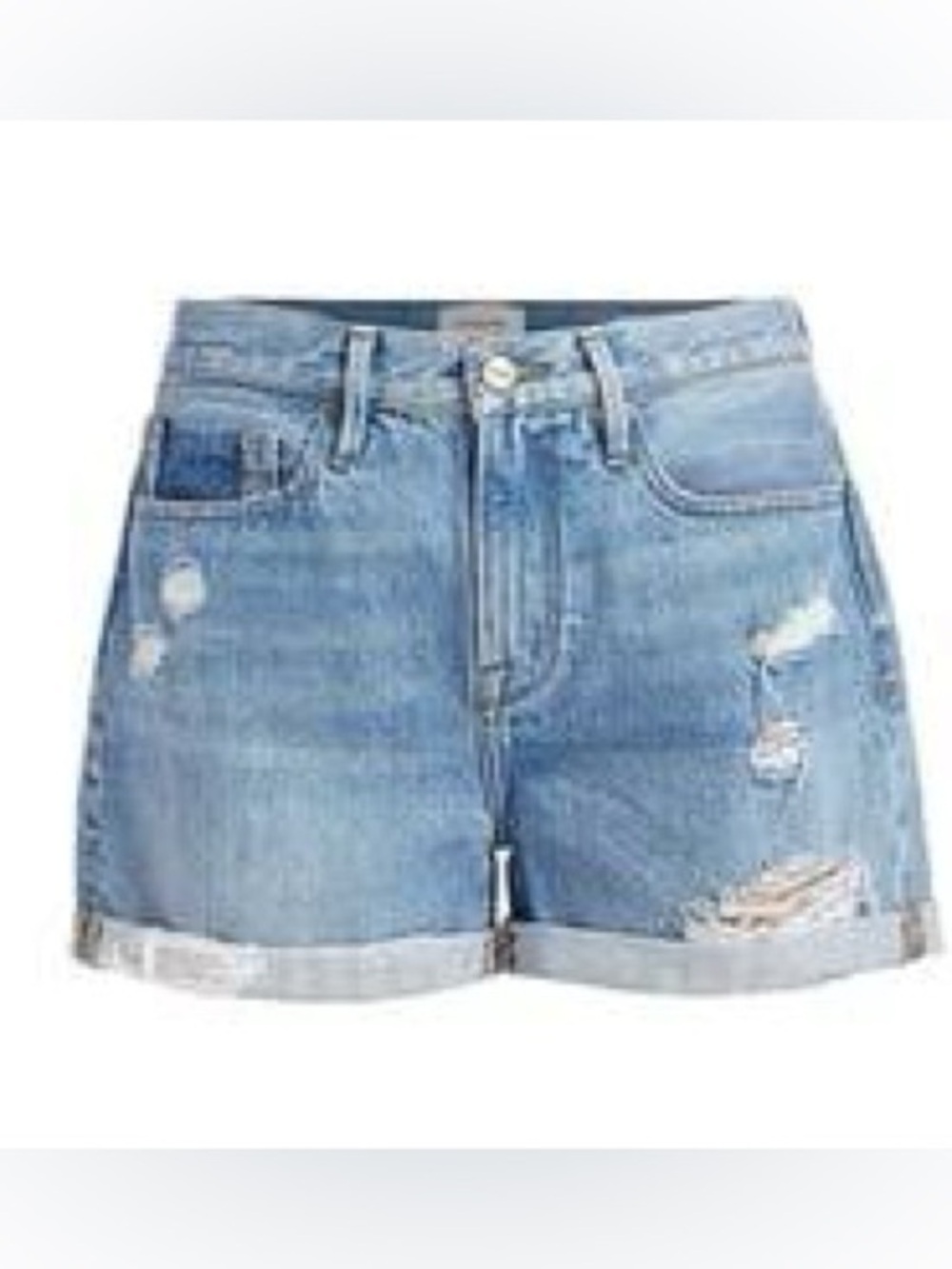 Frame Denim Womens Le Beau Distressed Rolled Jean Shirts in Elsey Rips Size 27